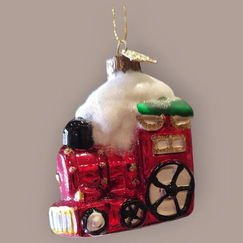 Shimmery Christmas Train Ornament Hand Blown Glass Thomas Pacconi Classics 2002